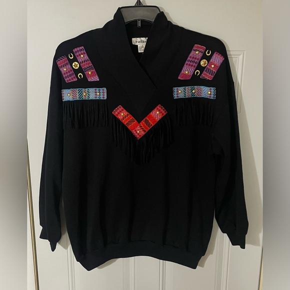 RAFAEL Sweaters - Vintage Rafael Womens Black Country Western Crew neck Sweater Large Cowboy